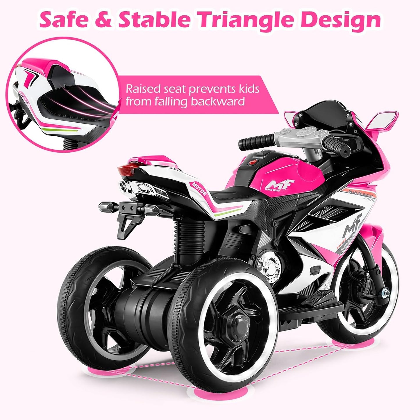 OLAKIDS 6V Kids Motorcycle with Forward & Reverse Switch for Toddler Aged 3+