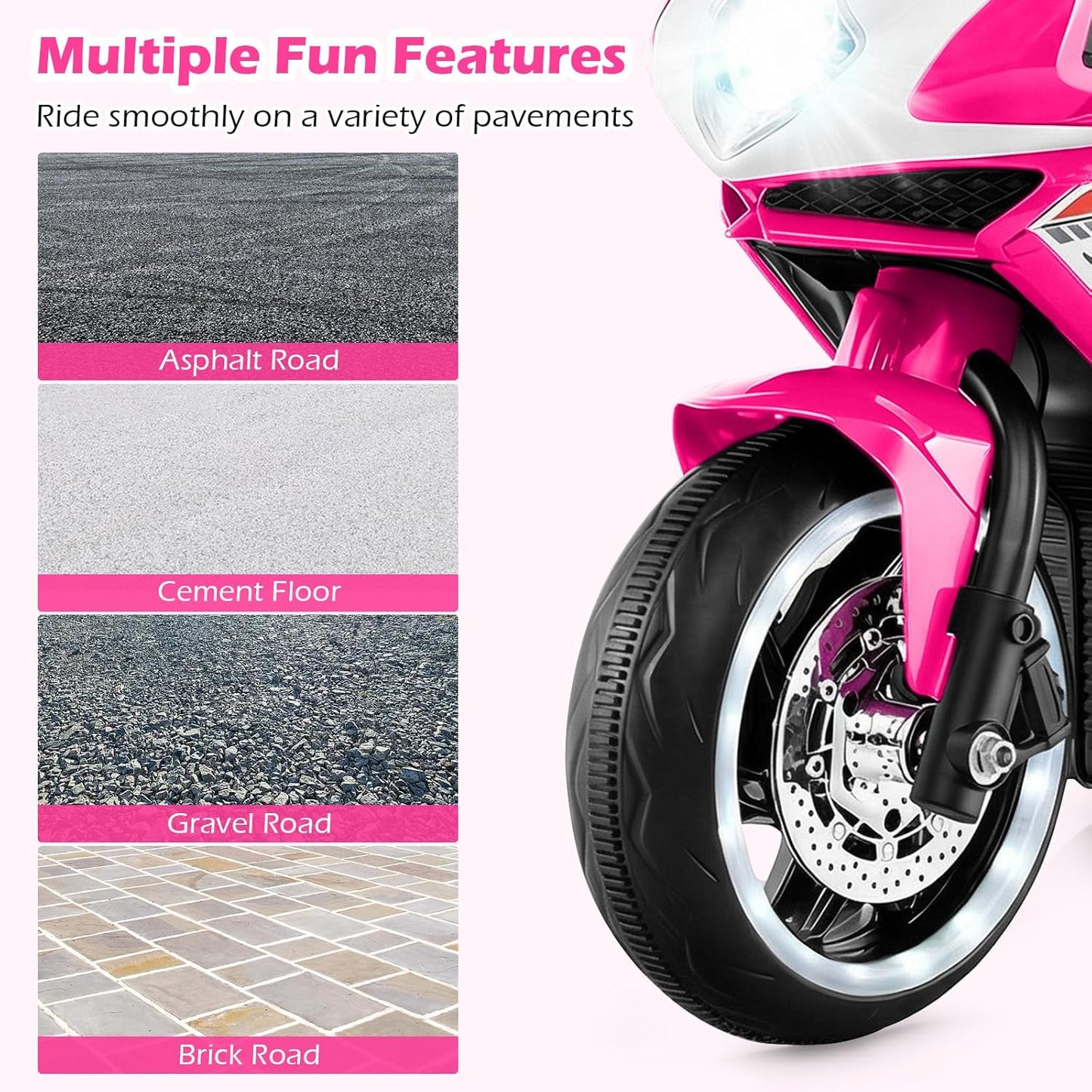 OLAKIDS 6V Kids Motorcycle with Forward & Reverse Switch for Toddler Aged 3+