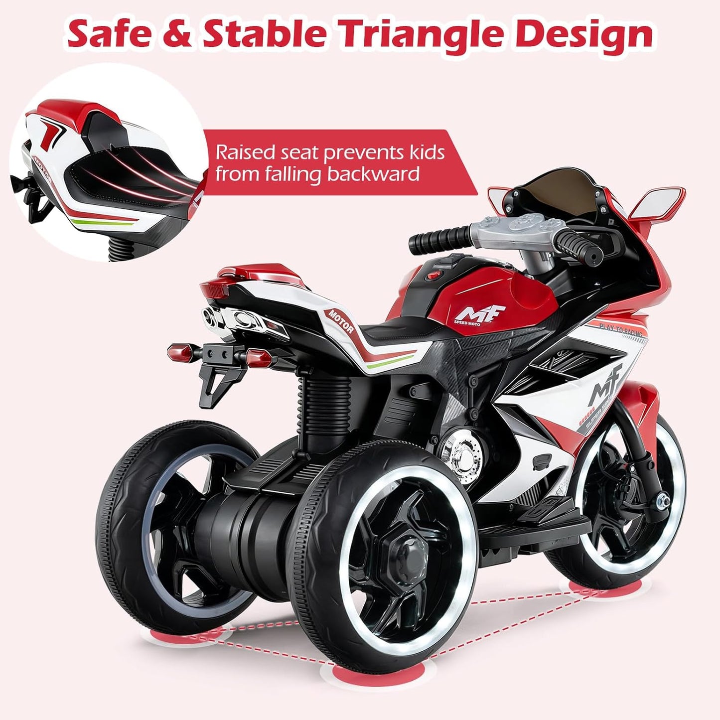 OLAKIDS 6V Kids Motorcycle with Forward & Reverse Switch for Toddler Aged 3+