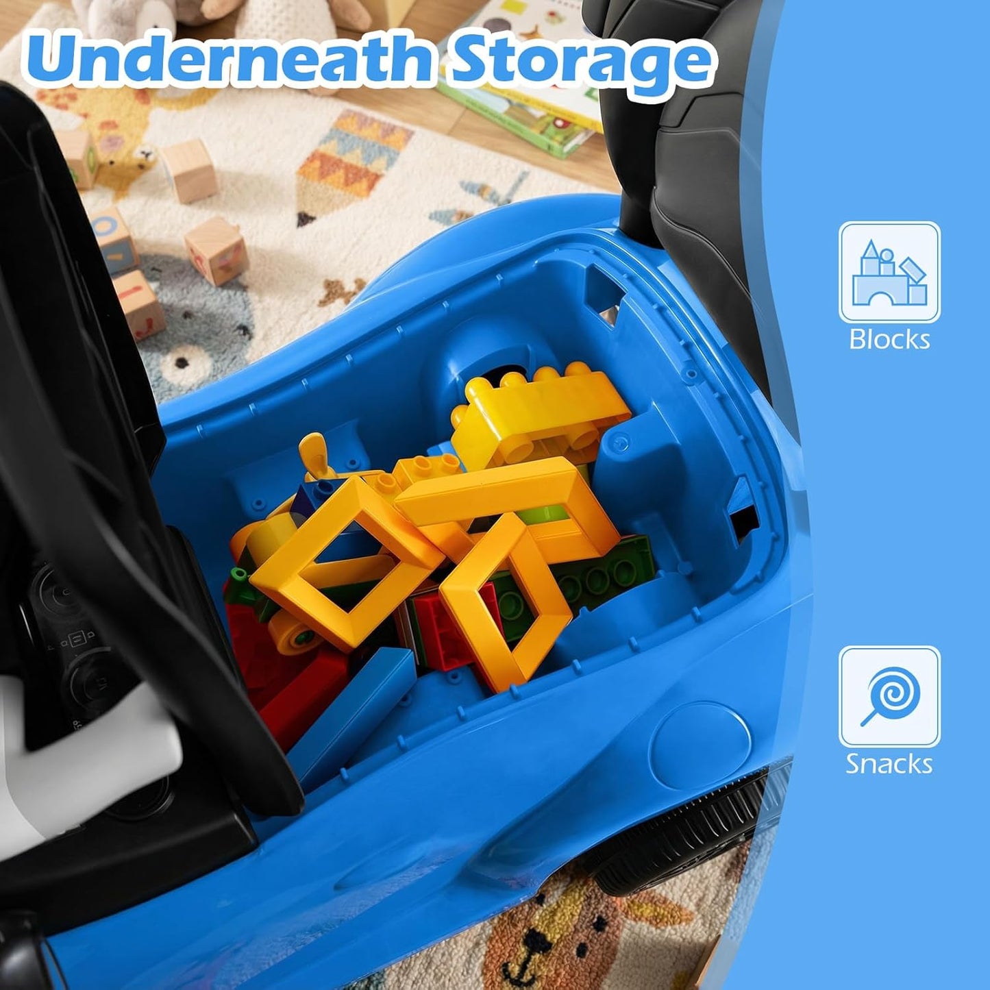 Licensed Toyota Ride on Push Car by OLAKIDS, 3 in 1 Toddlers Sliding Walking Toy with Parent Control Handle, Removable Guardrails, Underneath Storage