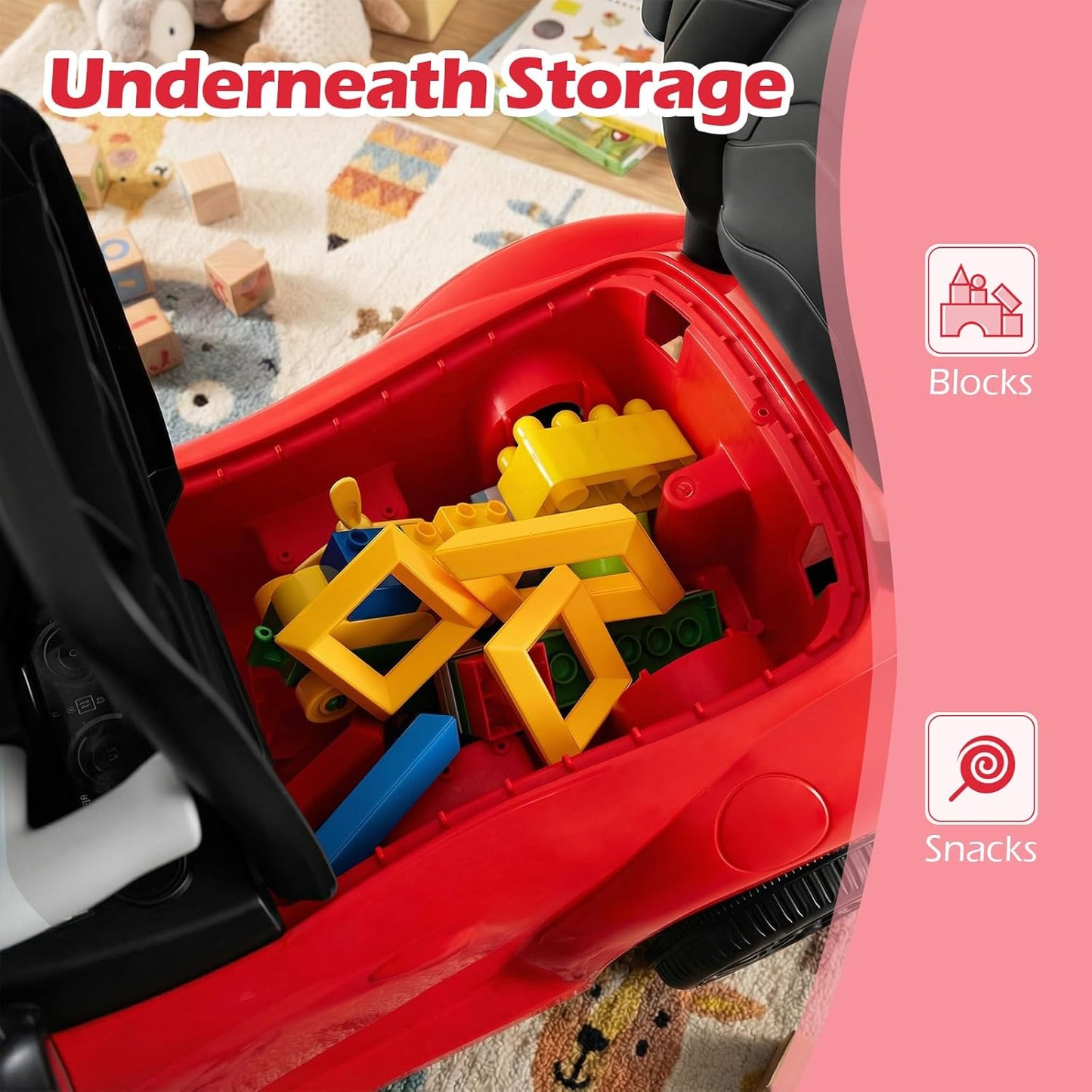 Licensed Toyota Ride on Push Car by OLAKIDS, 3 in 1 Toddlers Sliding Walking Toy with Parent Control Handle, Removable Guardrails, Underneath Storage