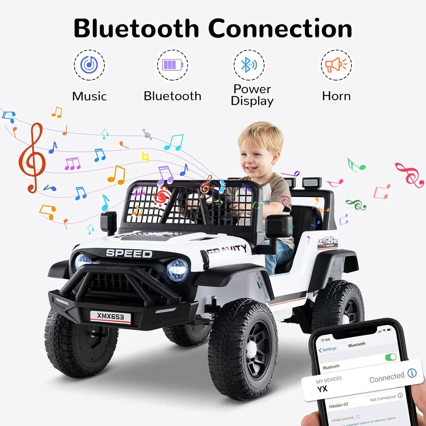 OLAKIDS 24V Ride on Car with Remote Control, Bluetooth Soft Start for Kids Aged 3+