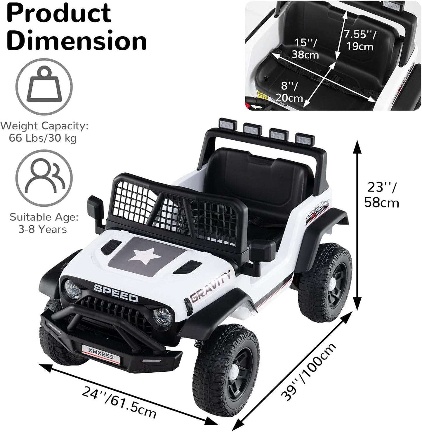 OLAKIDS 24V Ride on Car with Remote Control, Bluetooth Soft Start for Kids Aged 3+