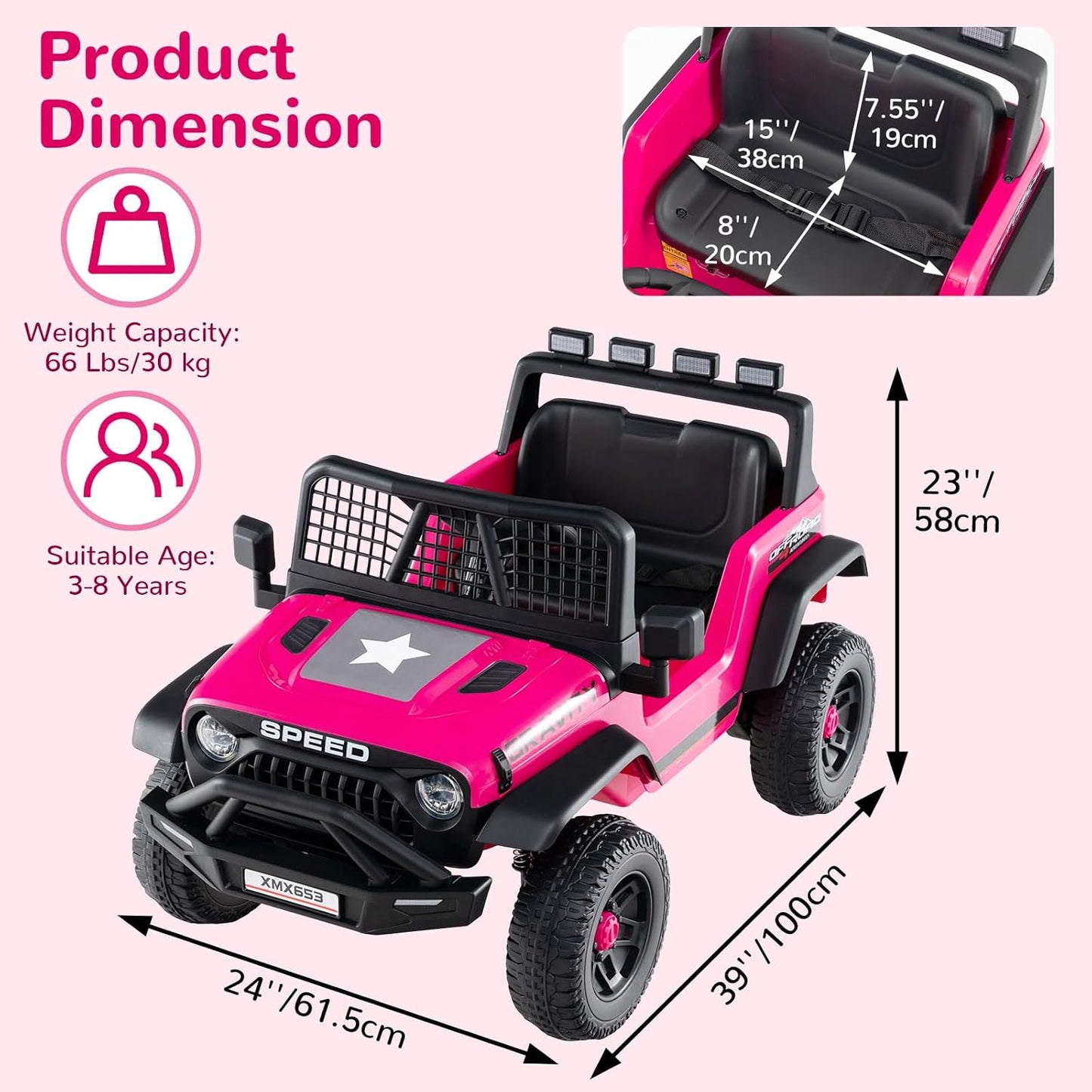 OLAKIDS 24V Ride on Car with Remote Control, Bluetooth Soft Start for Kids Aged 3+