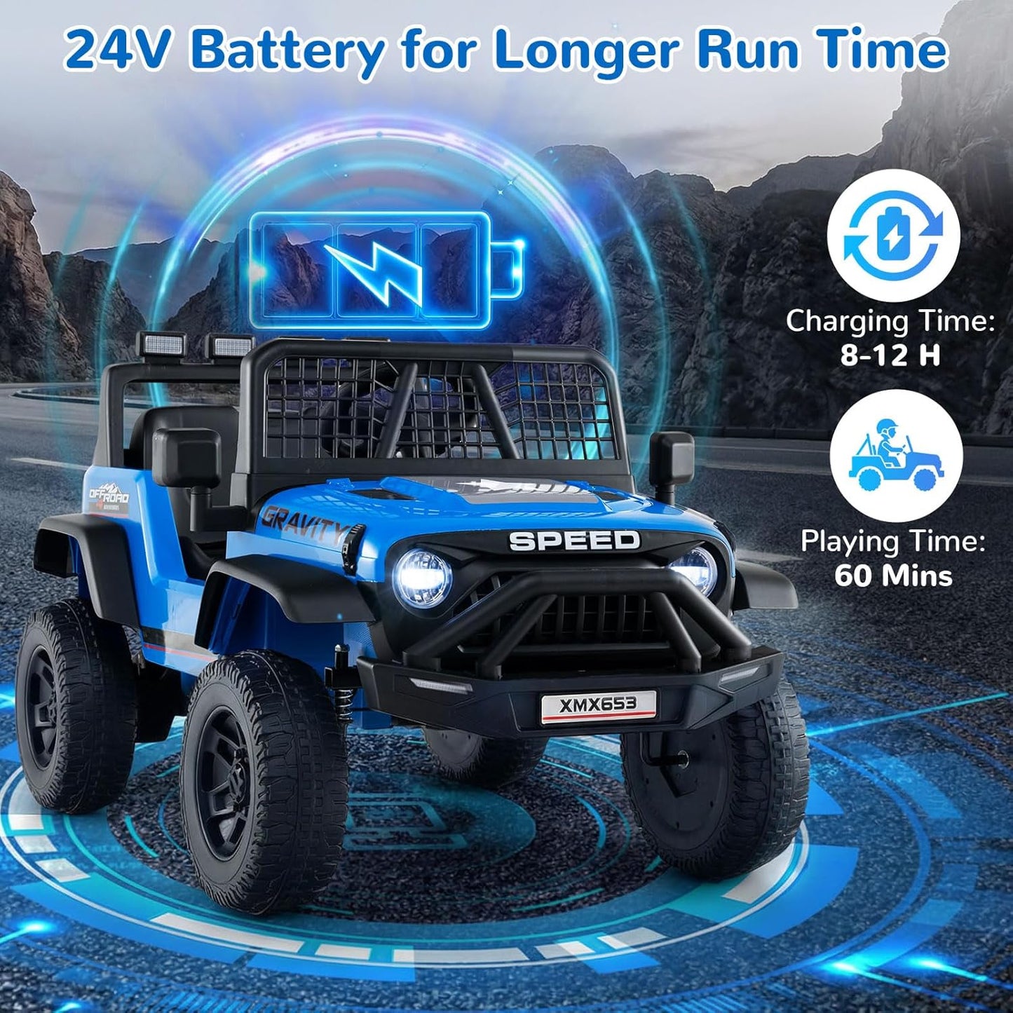 OLAKIDS 24V Ride on Car with Remote Control, Bluetooth Soft Start for Kids Aged 3+