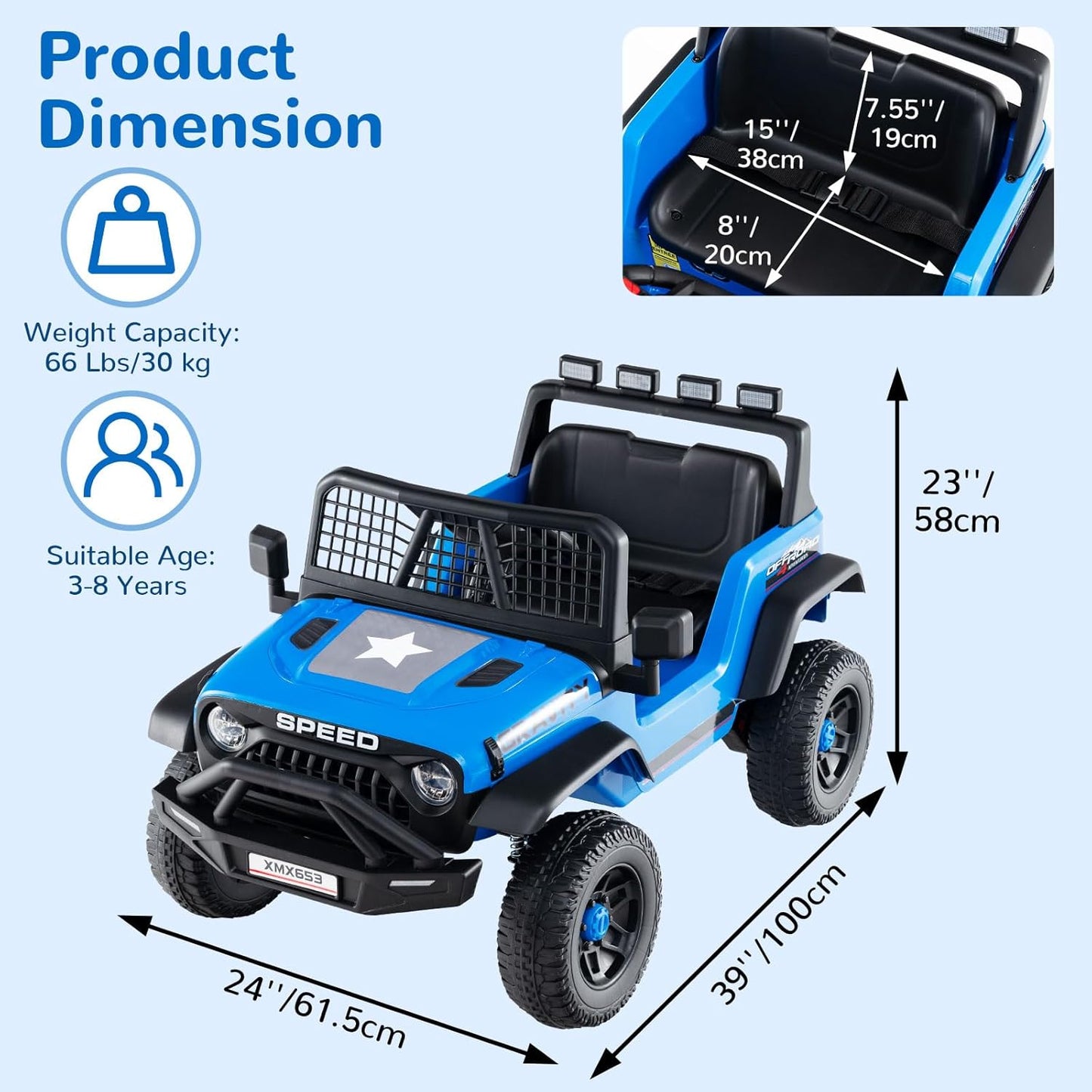 OLAKIDS 24V Ride on Car with Remote Control, Bluetooth Soft Start for Kids Aged 3+