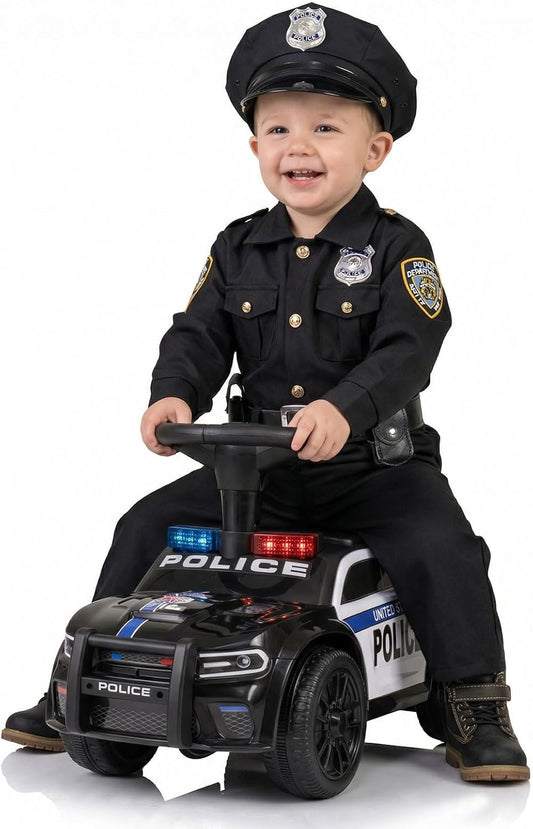OLAKIDS Ride On Push Police Car, Toddler Foot-to-Floor Sliding Toy for Boys Girls 1-3