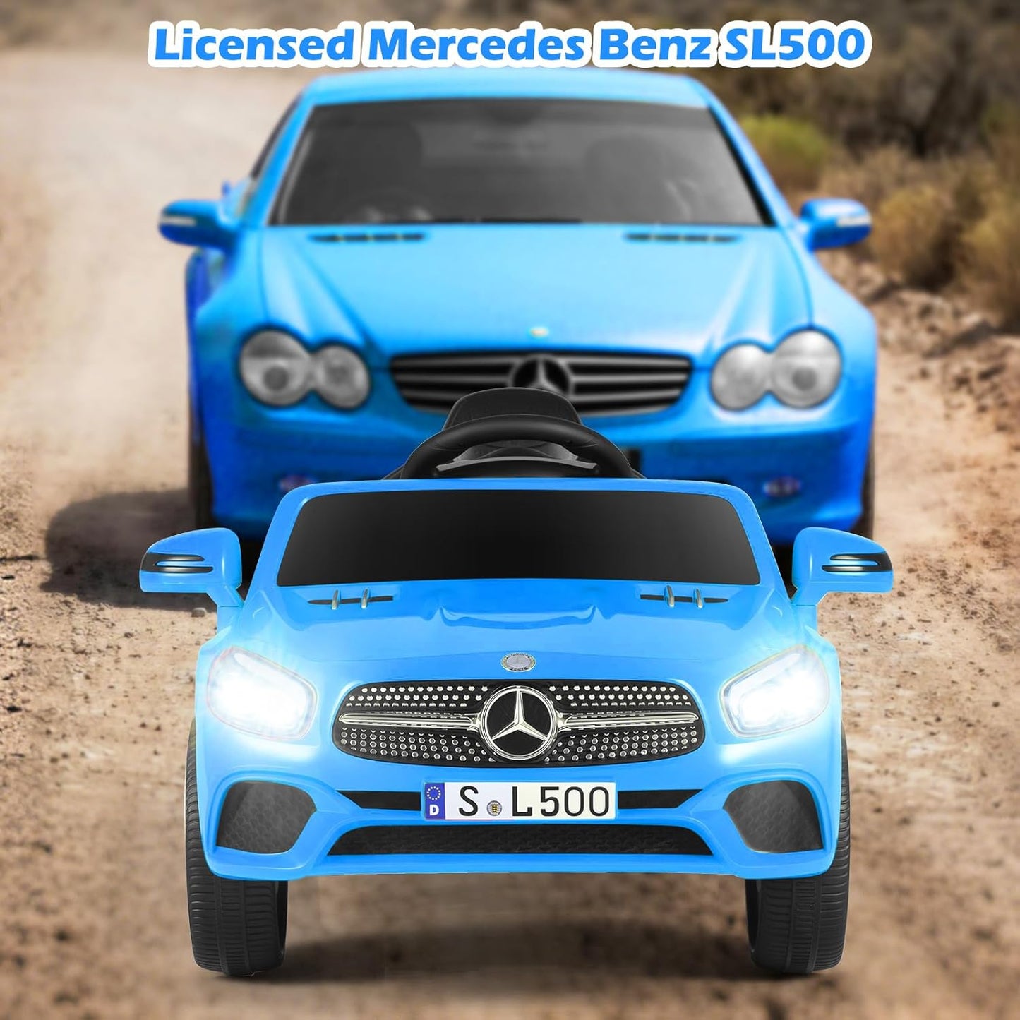 Licensed Mercedes Benz SL500 Ride on Car by OLAKIDS, 12V Kids Electric Vehicle with Parent Remote Control Soft Start Spring Suspension 2 Speeds Bluetooth Radio Music