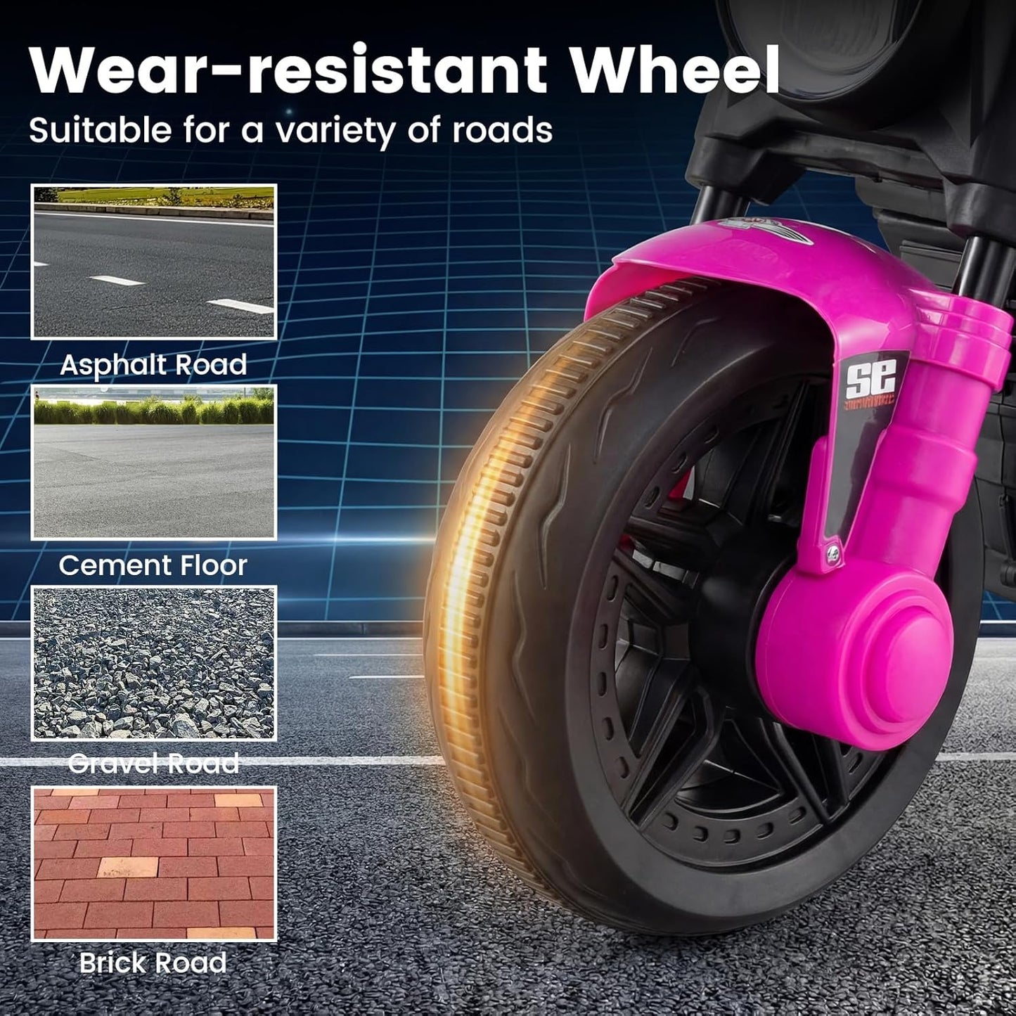 OLAKIDS 6V Kids Motorcycle with Forward & Reverse Switch, Headlight, Horn, Music, Story, USB Port, 3-Wheel Battery Powered Electric Ride on Toys for Toddler Boys Girls