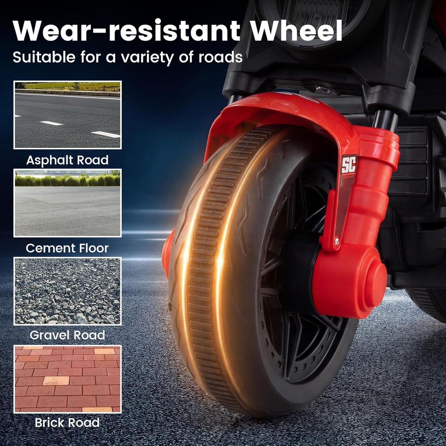 OLAKIDS 6V Kids Motorcycle with Forward & Reverse Switch, Headlight, Horn, Music, Story, USB Port, 3-Wheel Battery Powered Electric Ride on Toys for Toddler Boys Girls