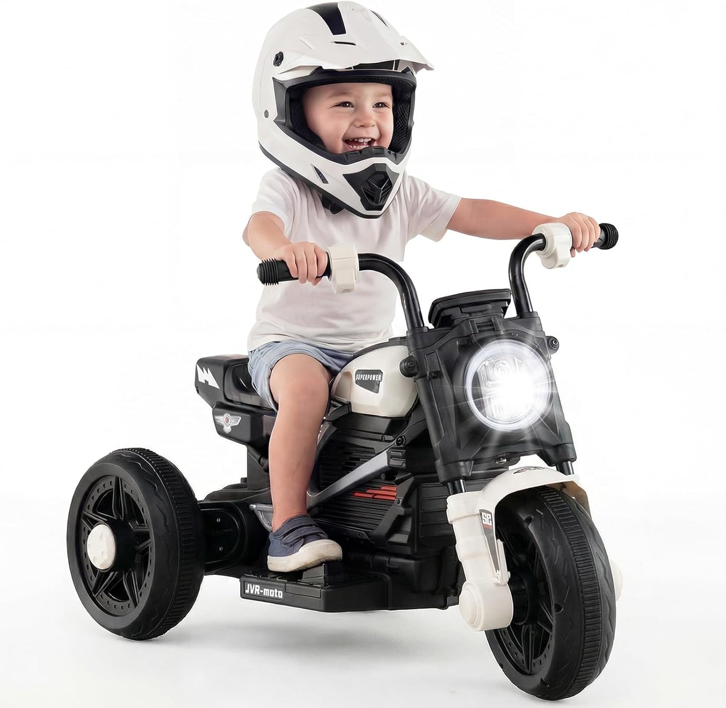 OLAKIDS 6V Kids Motorcycle with Forward & Reverse Switch, Headlight, Horn, Music, Story, USB Port, 3-Wheel Battery Powered Electric Ride on Toys for Toddler Boys Girls