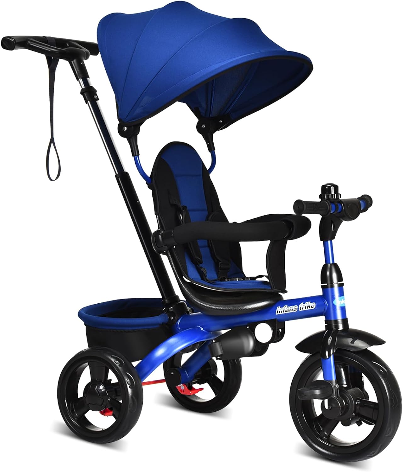 OLAKIDS Kids Tricycle, 6 in 1 Stroll Trike with Adjustable Push Handle Suitable for 10 Months to 5 Years