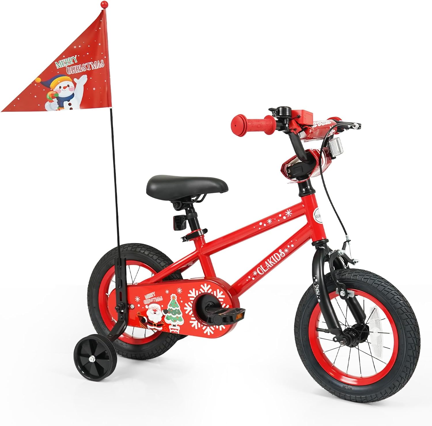 OLAKIDS Christmas Theme Kids Bike 12/14/16/18 Inch with Training Wheels & Music Box