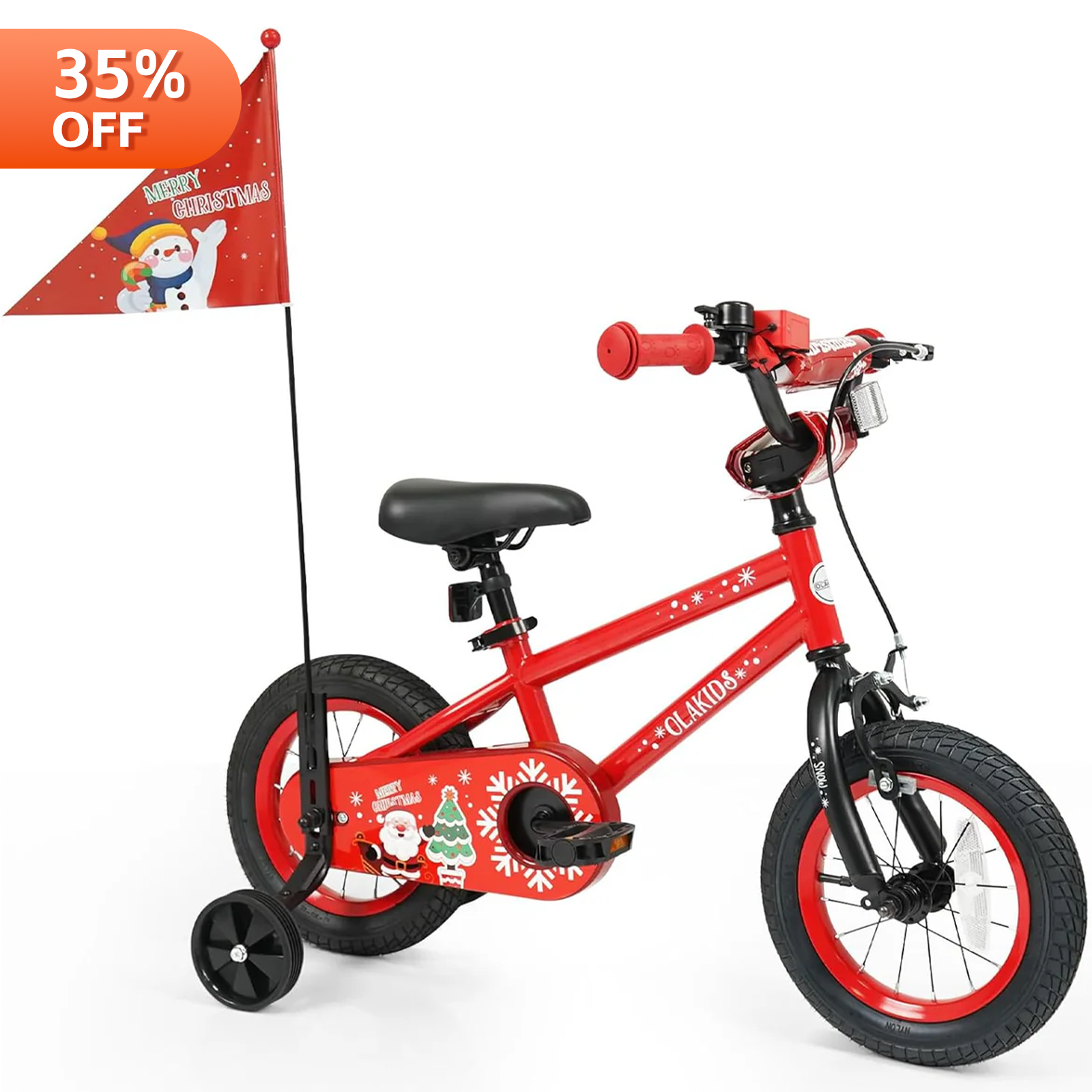 OLAKIDS Christmas Theme Kids Bike 12/14/16/18 Inch with Training Wheels & Music Box