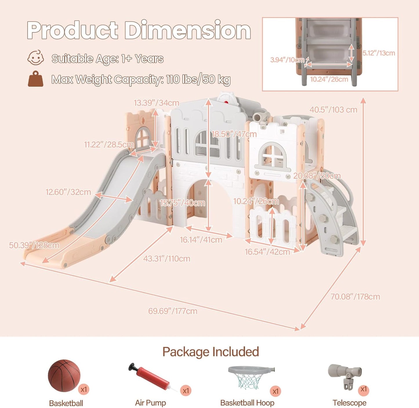 OLAKIDS Toddler Slide, 9 in 1 Kids Indoor Outdoor Playground for Boys Girls Aged 1+