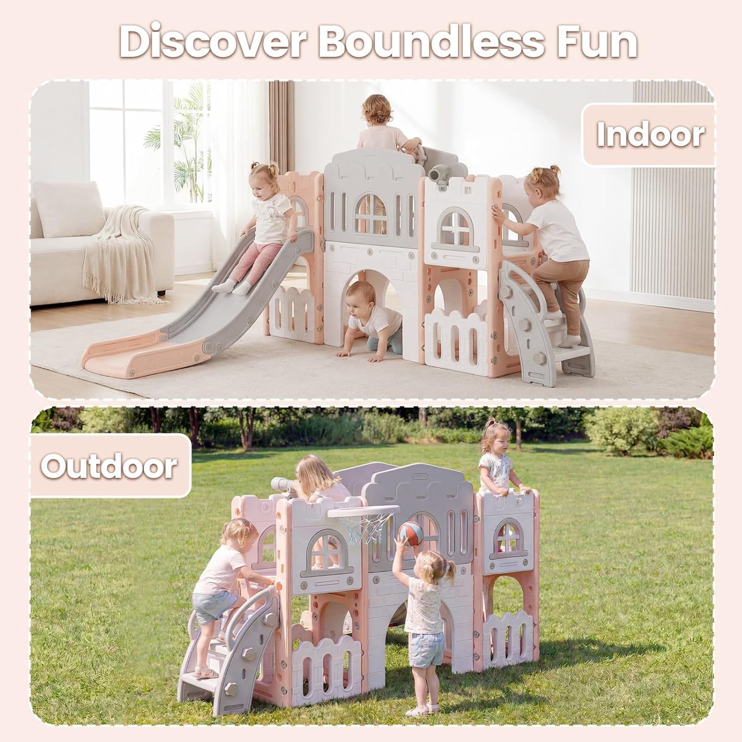 OLAKIDS Toddler Slide, 9 in 1 Kids Indoor Outdoor Playground for Boys Girls Aged 1+