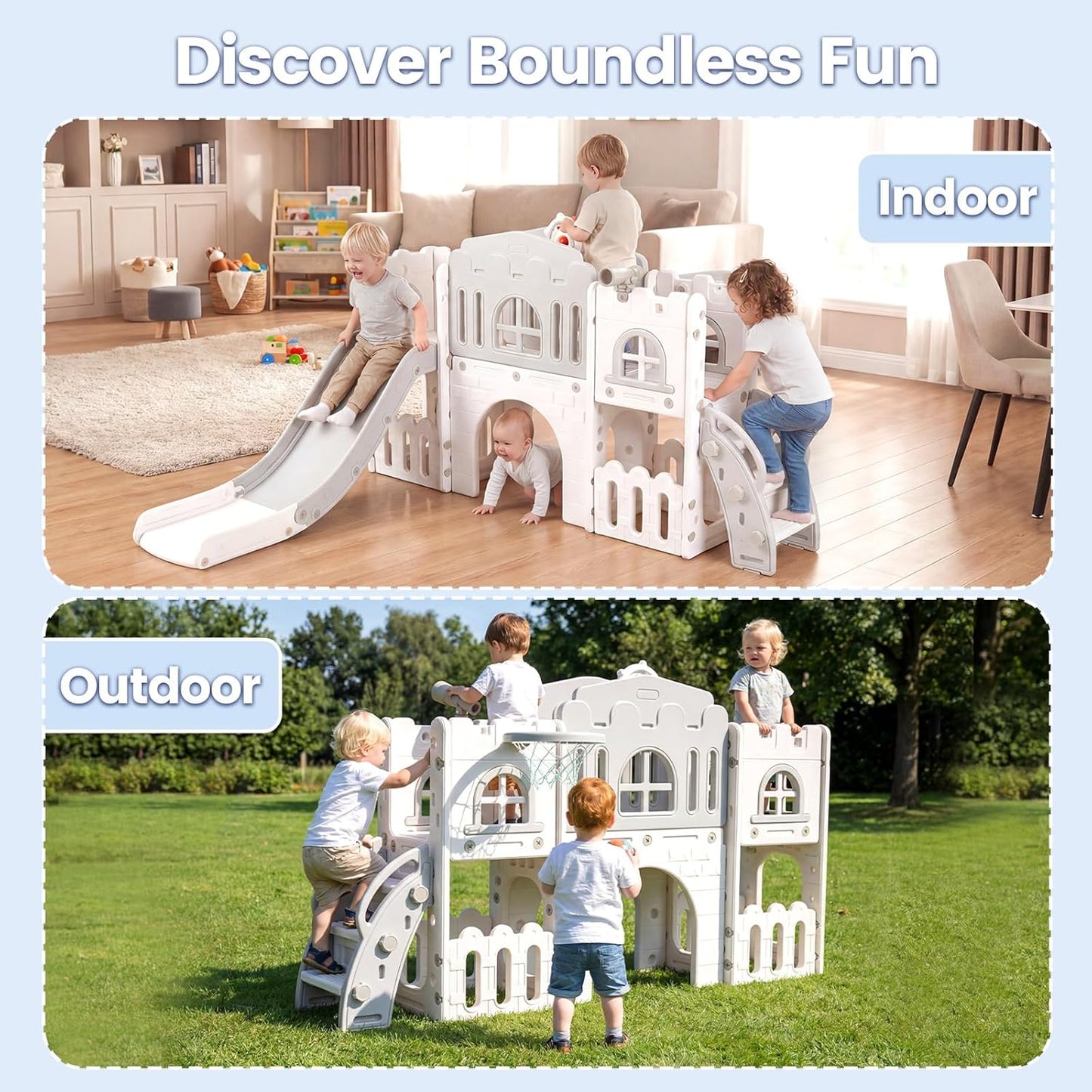 OLAKIDS Toddler Slide, 9 in 1 Kids Indoor Outdoor Playground for Boys Girls Aged 1+