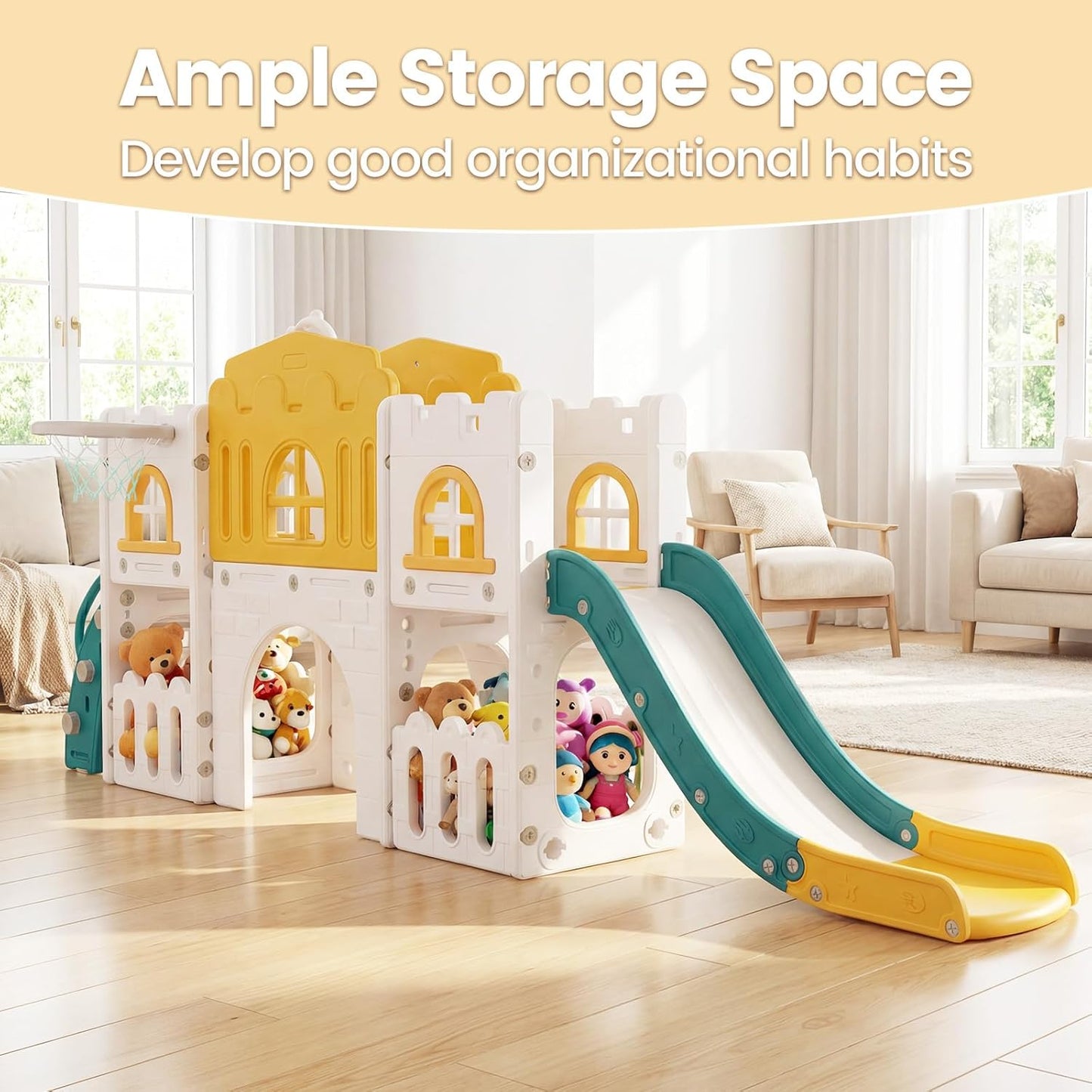 OLAKIDS Toddler Slide, 9 in 1 Kids Indoor Outdoor Playground for Boys Girls Aged 1+