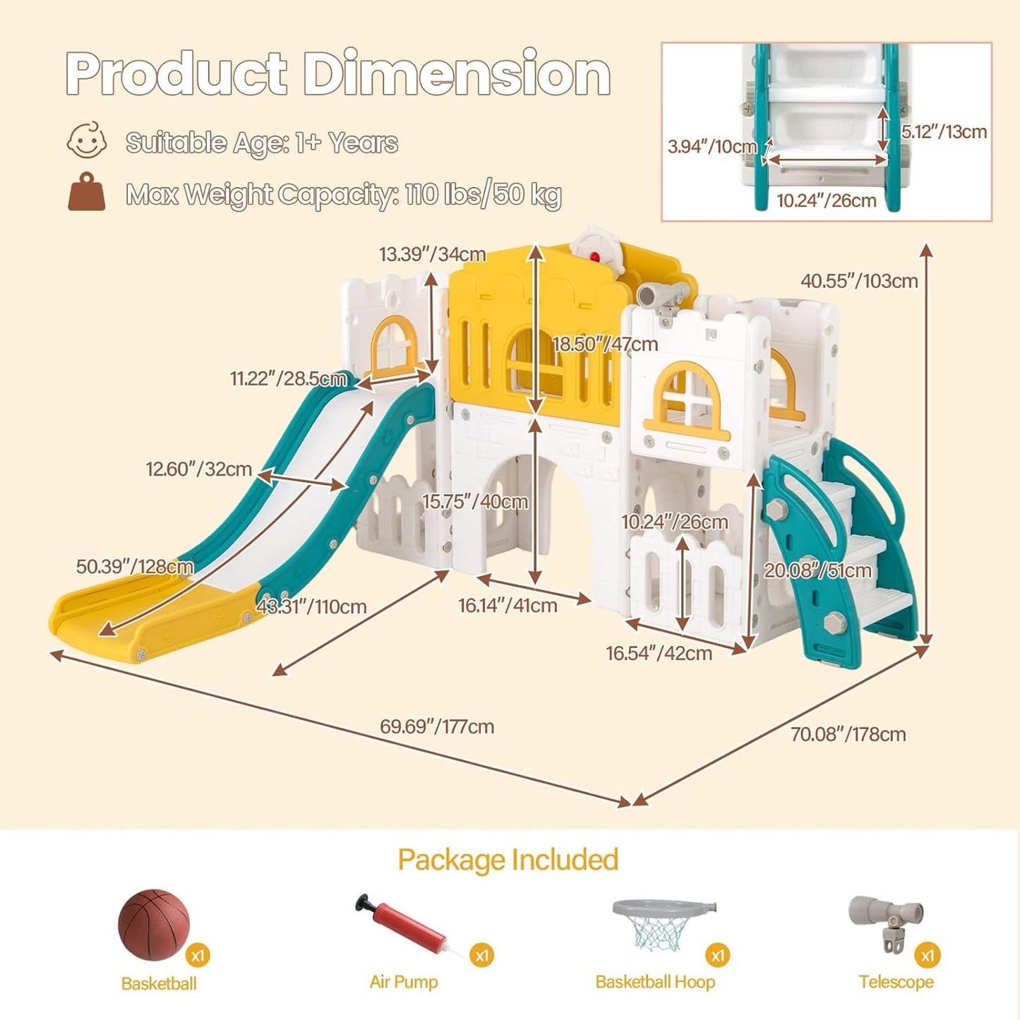 OLAKIDS Toddler Slide, 9 in 1 Kids Indoor Outdoor Playground for Boys Girls Aged 1+