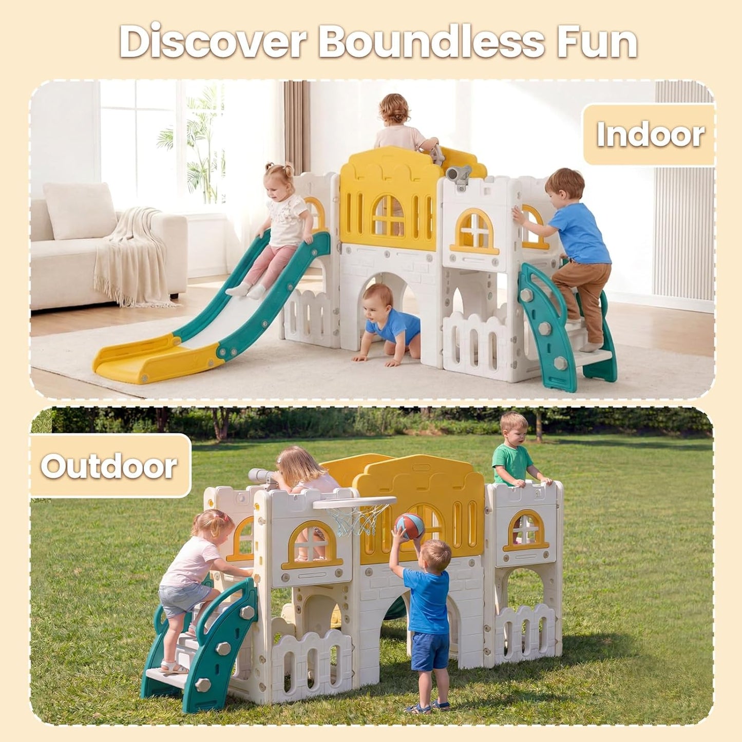 OLAKIDS Toddler Slide, 9 in 1 Kids Indoor Outdoor Playground for Boys Girls Aged 1+