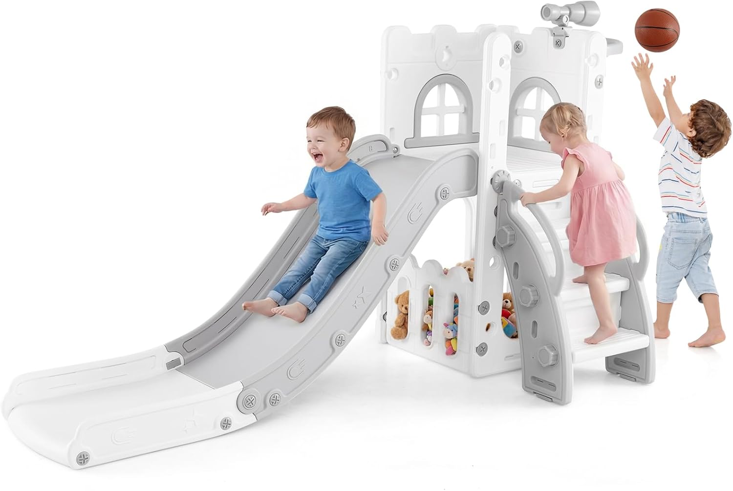 OLAKIDS Toddler Slide, 6 in 1 Kids Indoor Outdoor Playground for Boys Girls Aged 1+