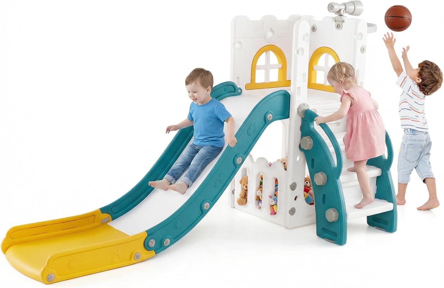 OLAKIDS Toddler Slide, 6 in 1 Kids Indoor Outdoor Playground for Boys Girls Aged 1+