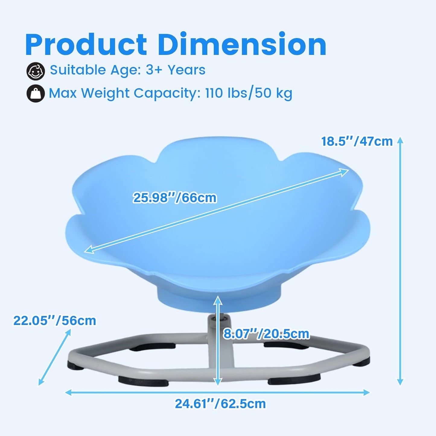 Olakids Sensory Spinning Chair, Flower Shape 360° Swivel Seat for Autistic Kids Autism ADHD Children
