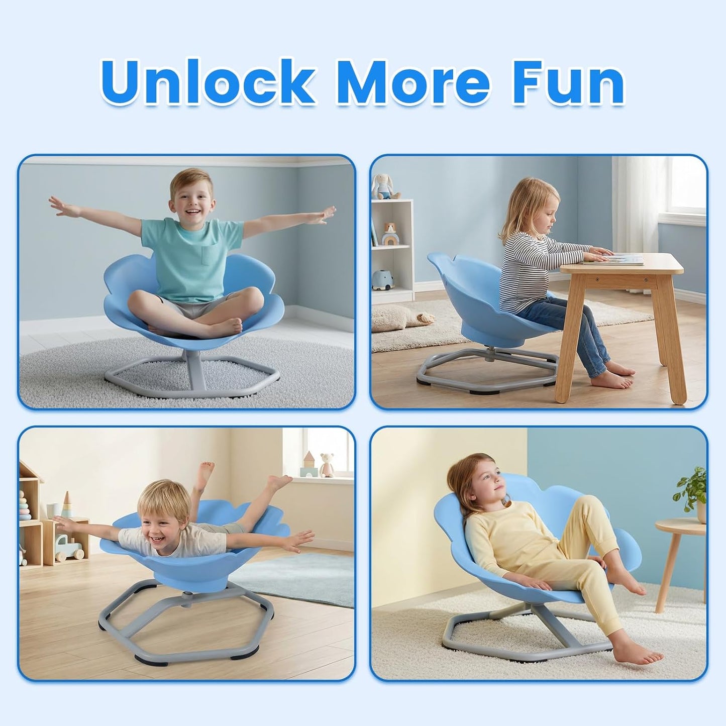 Olakids Sensory Spinning Chair, Flower Shape 360° Swivel Seat for Autistic Kids Autism ADHD Children