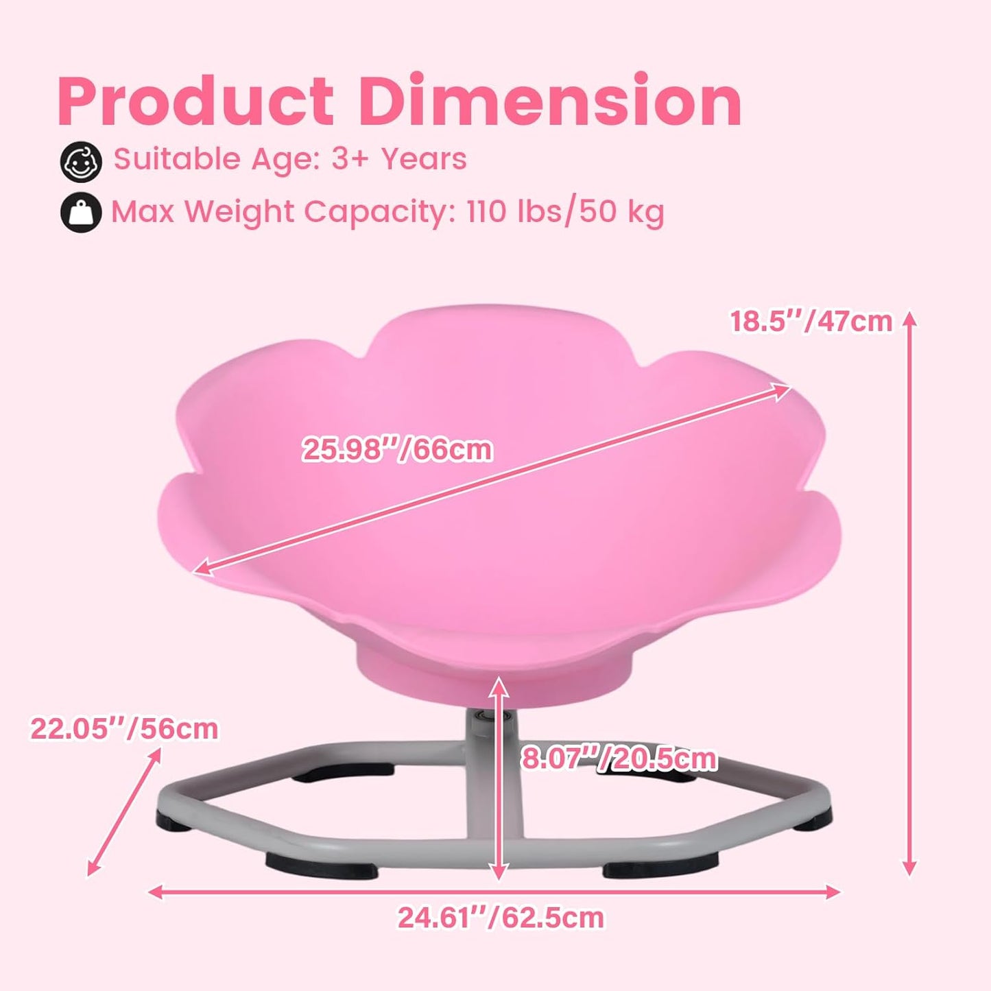 Olakids Sensory Spinning Chair, Flower Shape 360° Swivel Seat for Autistic Kids Autism ADHD Children