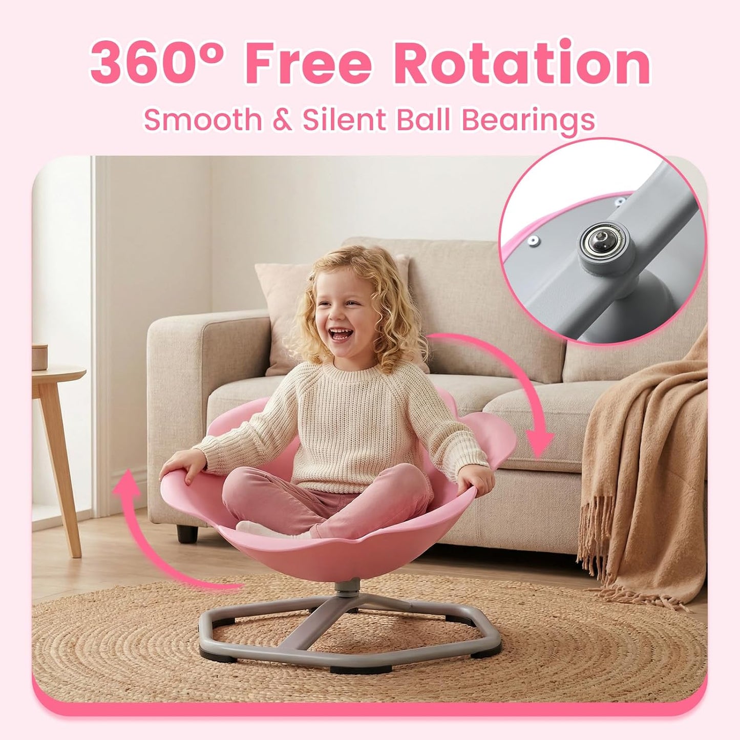 Olakids Sensory Spinning Chair, Flower Shape 360° Swivel Seat for Autistic Kids Autism ADHD Children