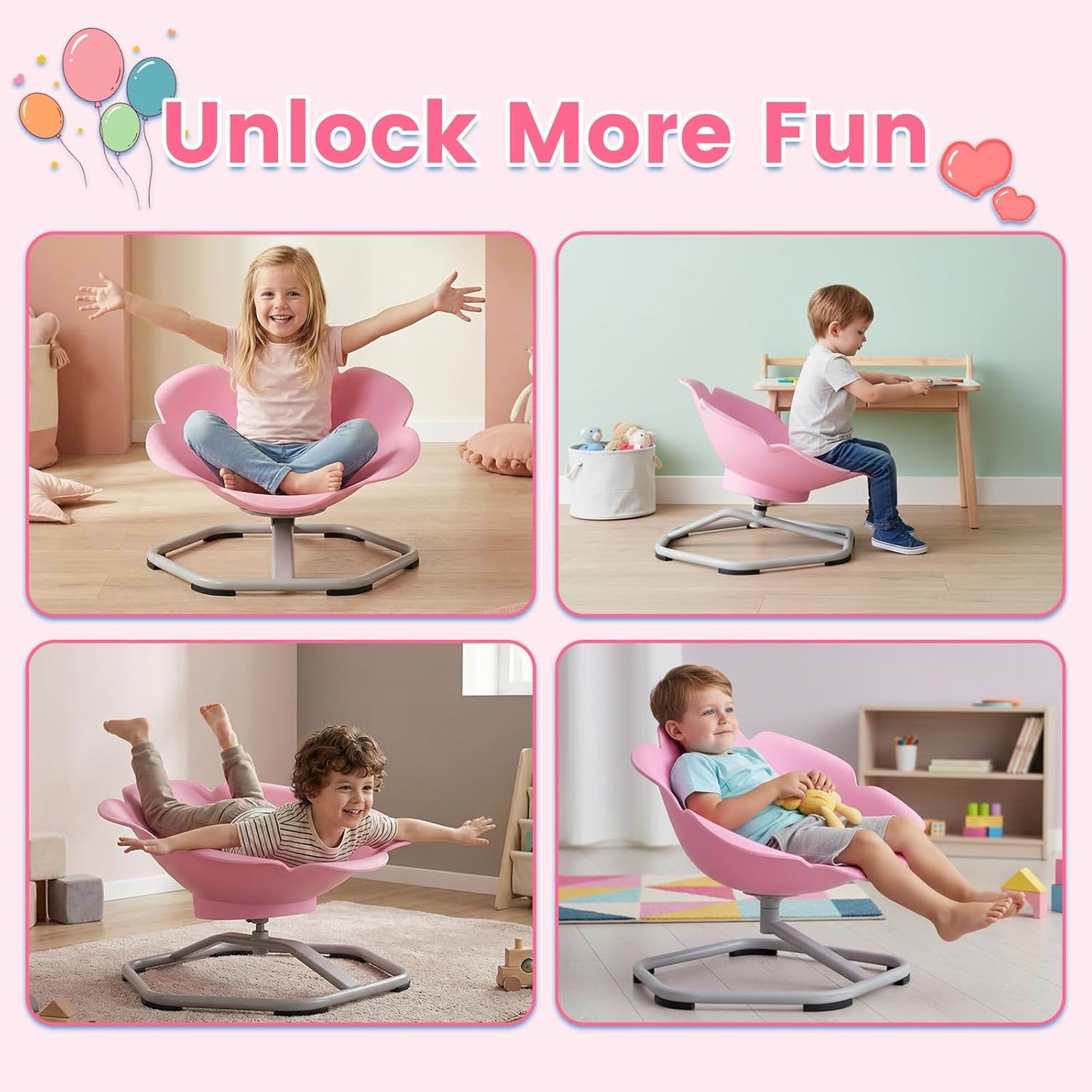 Olakids Sensory Spinning Chair, Flower Shape 360° Swivel Seat for Autistic Kids Autism ADHD Children