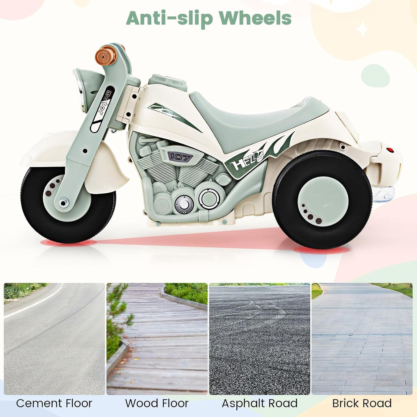 OLAKIDS Ride on Push Car, Foot-to-Floor Sliding Car for Toddlers Kids Motorcycle with Bubble Maker, Music, 3 Wheels Ride on Toys Gift for Boys Girls Aged 3-5 Years