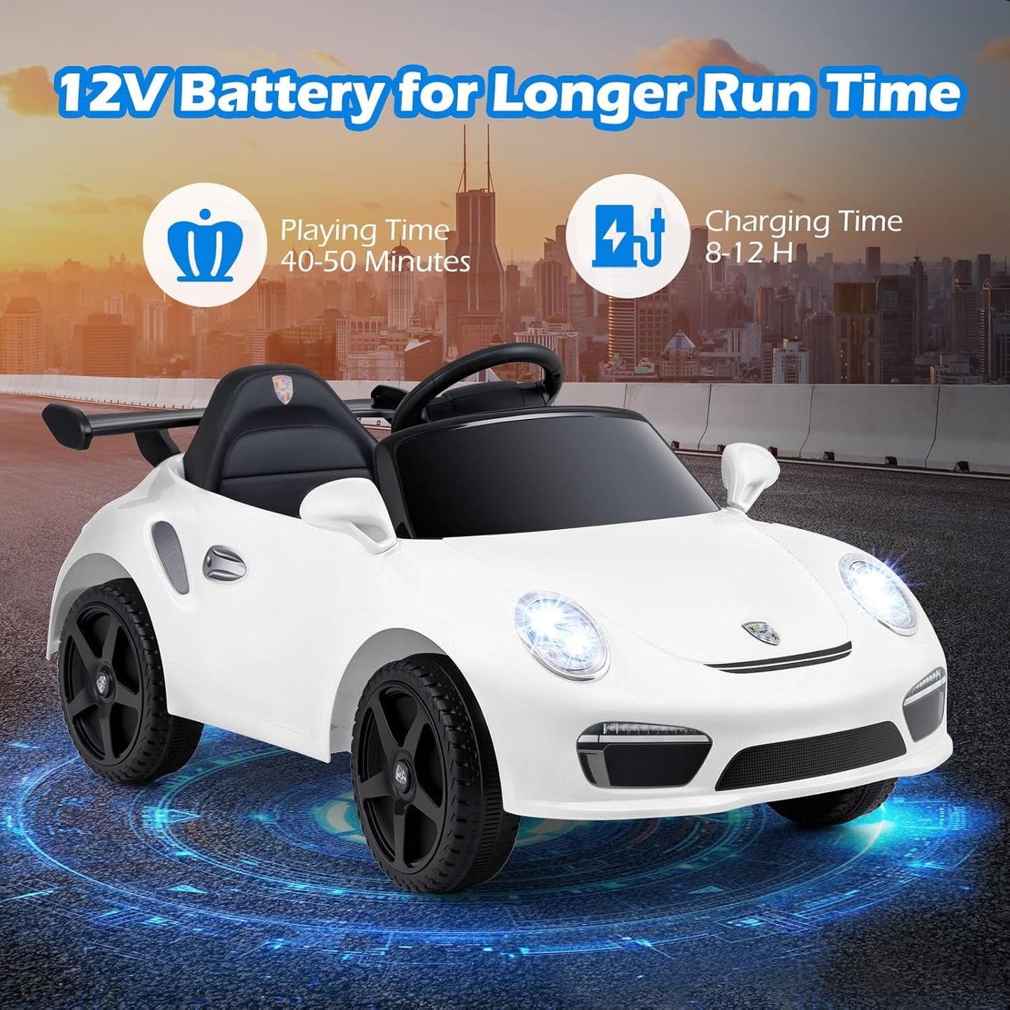 Licensed Porsche 12V Pink Ride on Car by OLAKIDS, Electric Vehicle Battery Powered with Remote Control, Headlight, Bluetooth, Power Display, 4 Wheeler Toys for Kids Girls Boys