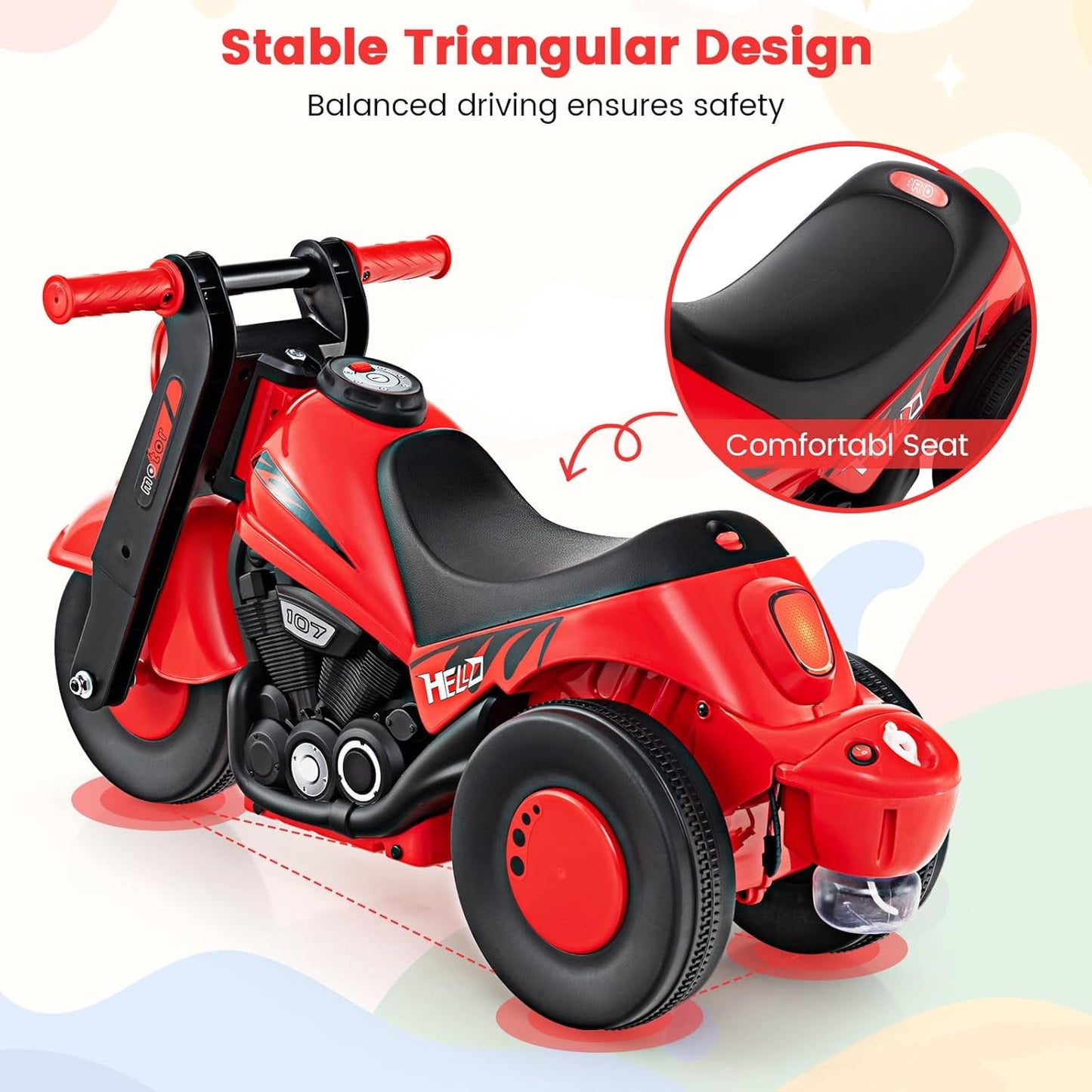 OLAKIDS Ride on Push Car, Foot-to-Floor Sliding Car for Toddlers Kids Motorcycle with Bubble Maker, Music, 3 Wheels Ride on Toys Gift for Boys Girls Aged 3-5 Years