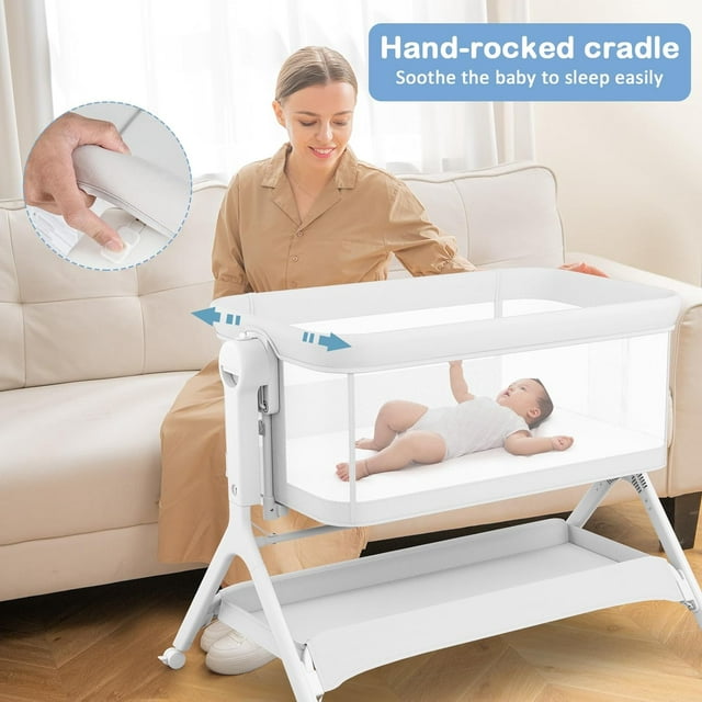 INFANS 5 in 1 Baby Bassinet, Upgraded Flat Rocking Bedside