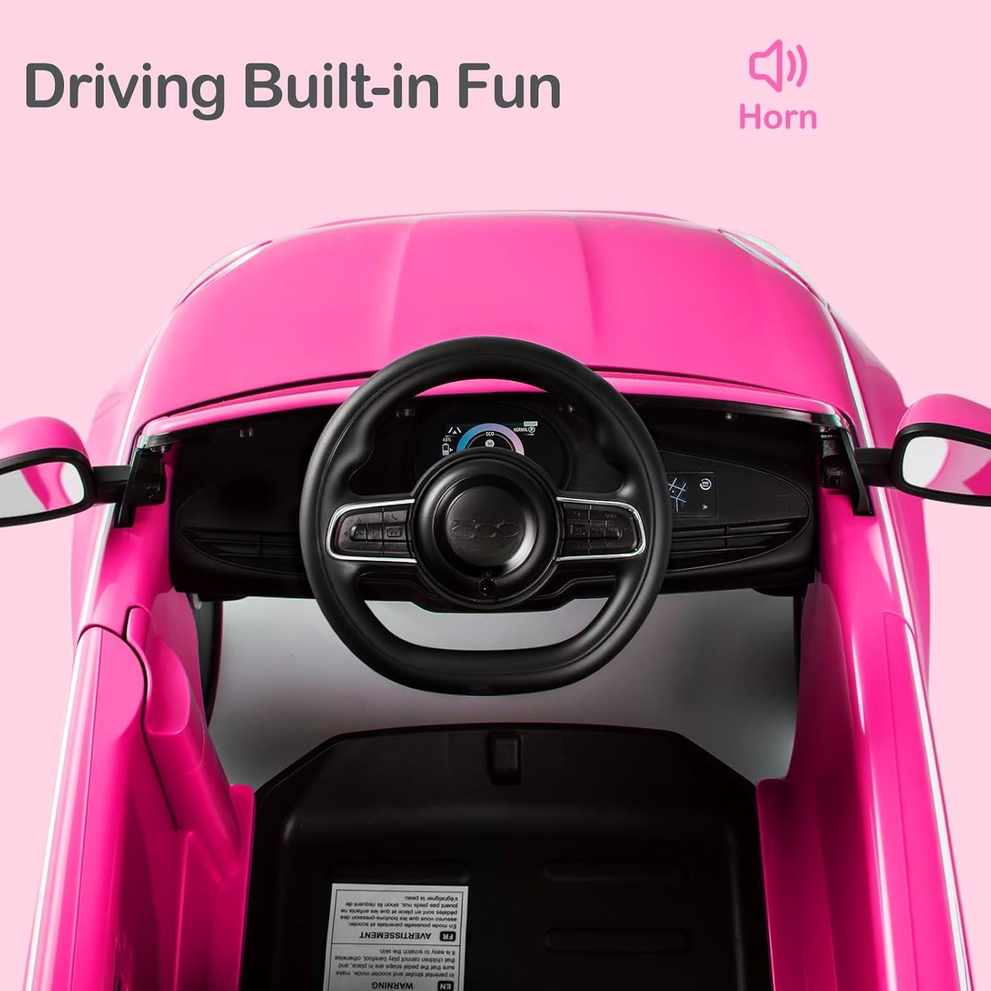 Licensed Fiat 500 Ride on Push Car by OLAKIDS, 3 in 1 Baby Stroller Sliding Walking Car with Retractable Footrest, Parent Control Handle, Horn, Foot-to-Floor Toys for Kids Toddlers 18 Month+