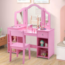 OLAKIDS Kids Vanity, 2 in 1 Princess Makeup Desk and Chair Set