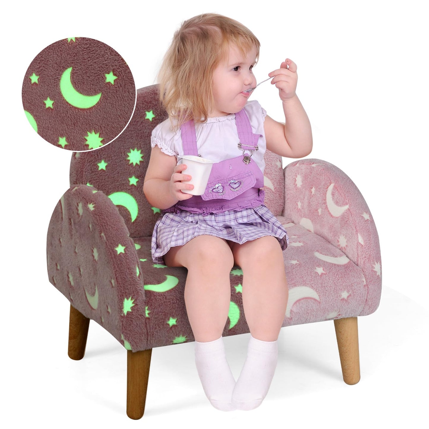 OLAKIDS Kids Sofa with Glow in The Dark, Toddler Armchair Couch, Upholstered Comfy Foam Children Chair for Kindergarten Playroom