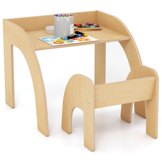 OLAKIDS Kids Table and Chair Set, Wooden Activity Table for Toddlers Arts Crafts Drawing Reading Playing Building Block Drawing