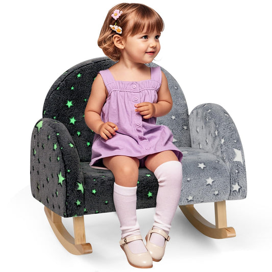 OLAKIDS Kids Sofa with Glow in The Dark, Toddler Rocking Chair, Upholstered Comfy Foam Children Chair for Kindergarten Playroom
