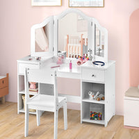 OLAKIDS Kids Vanity, 2 in 1 Princess Makeup Desk and Chair Set
