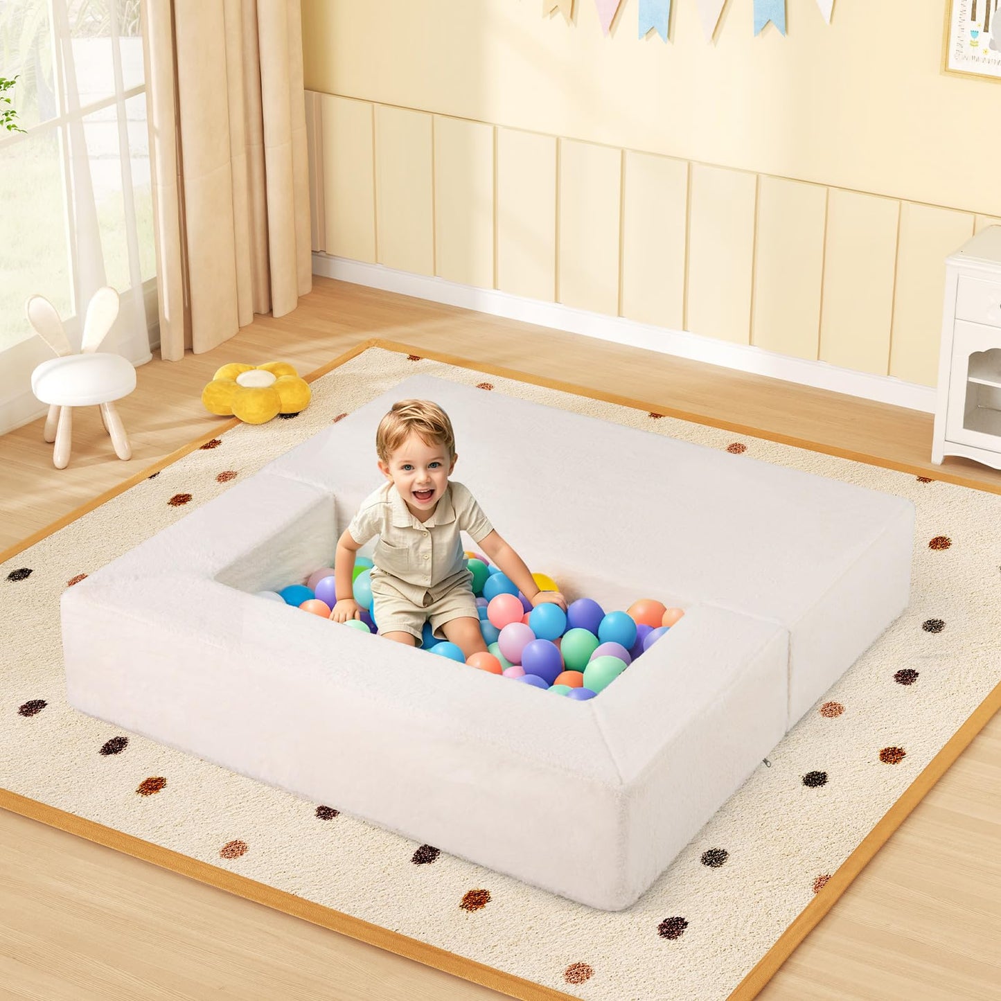 OLAKIDS Modular Kids Play Couch, Toddler Sectional Fort Building Sofa for Playroom, Bedroom, Convertible Soft Foam Furniture