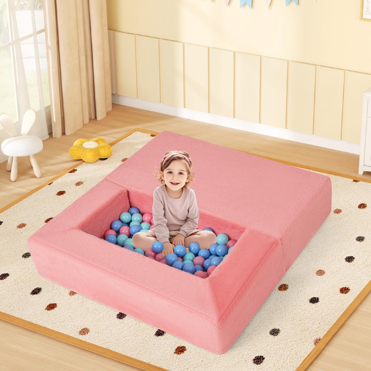 OLAKIDS Modular Kids Play Couch, Toddler Sectional Fort Building Sofa for Playroom, Bedroom, Convertible Soft Foam Furniture