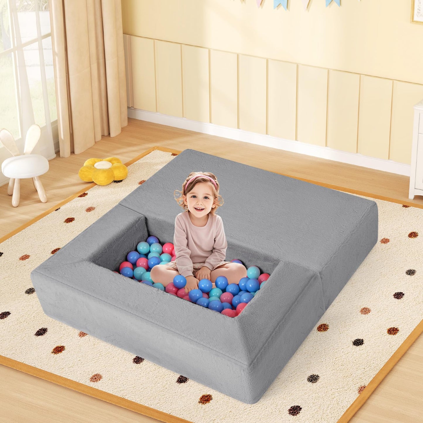 OLAKIDS Modular Kids Play Couch, Toddler Sectional Fort Building Sofa for Playroom, Bedroom, Convertible Soft Foam Furniture