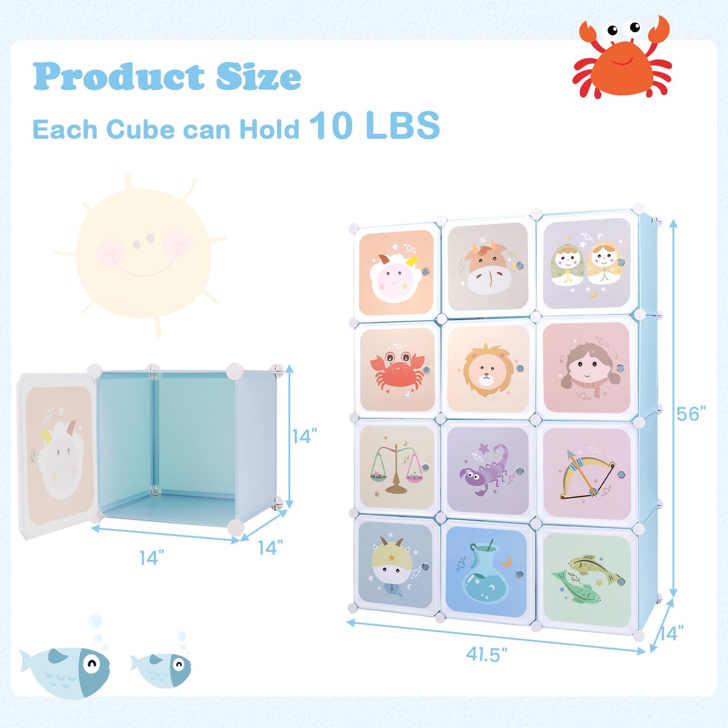 OLAKIDS Children Wardrobe, Kid Closet Portable Baby Dresser Cute for Kids Bedroom Nursery Armoire with Doors