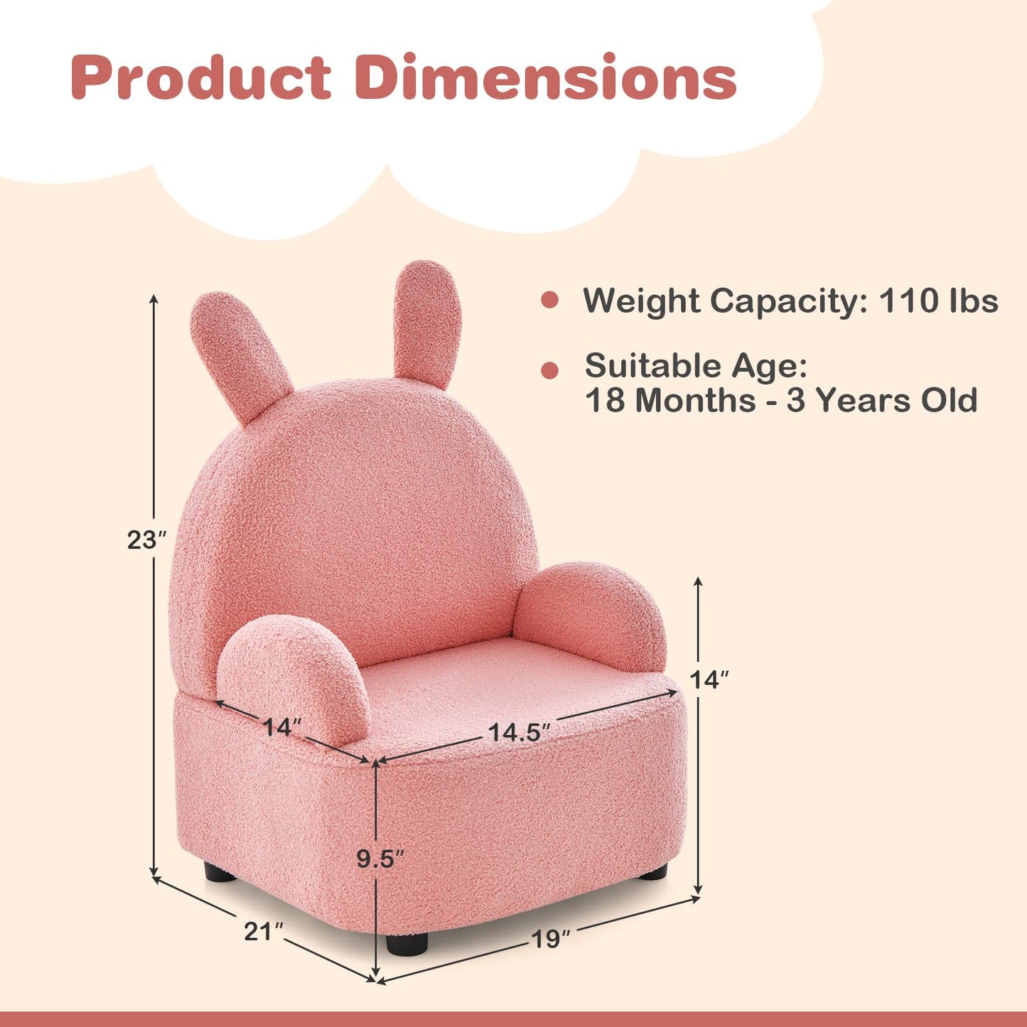 OLAKIDS Kids Sofa, Toddler Armchair Chair with Solid Sturdy Wood Construction Plush Fabric