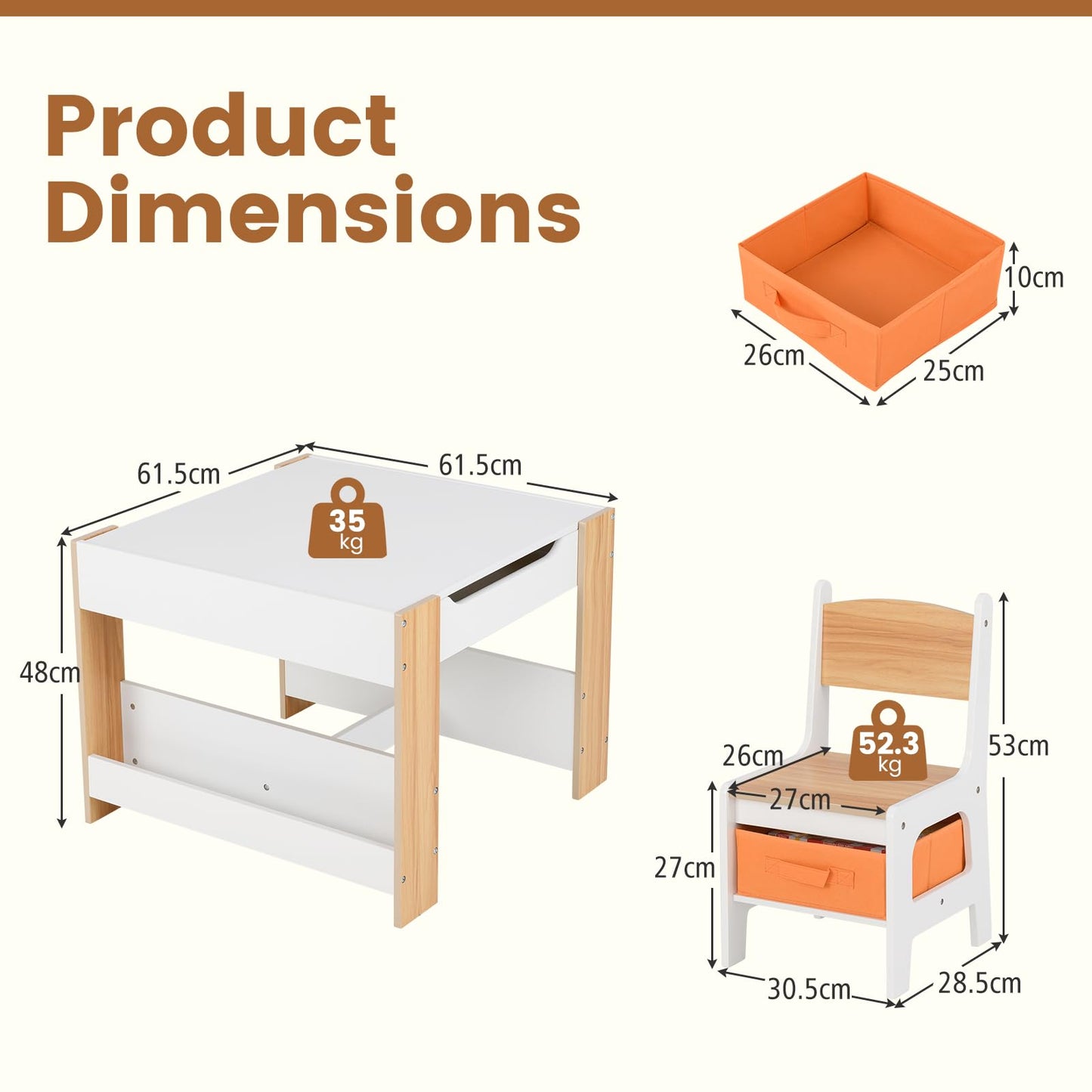 OLAKIDS Kids Table and Chair Set, 4 in 1 Building Block Wooden Activity Desk with Reversible Tabletop for Toddlers