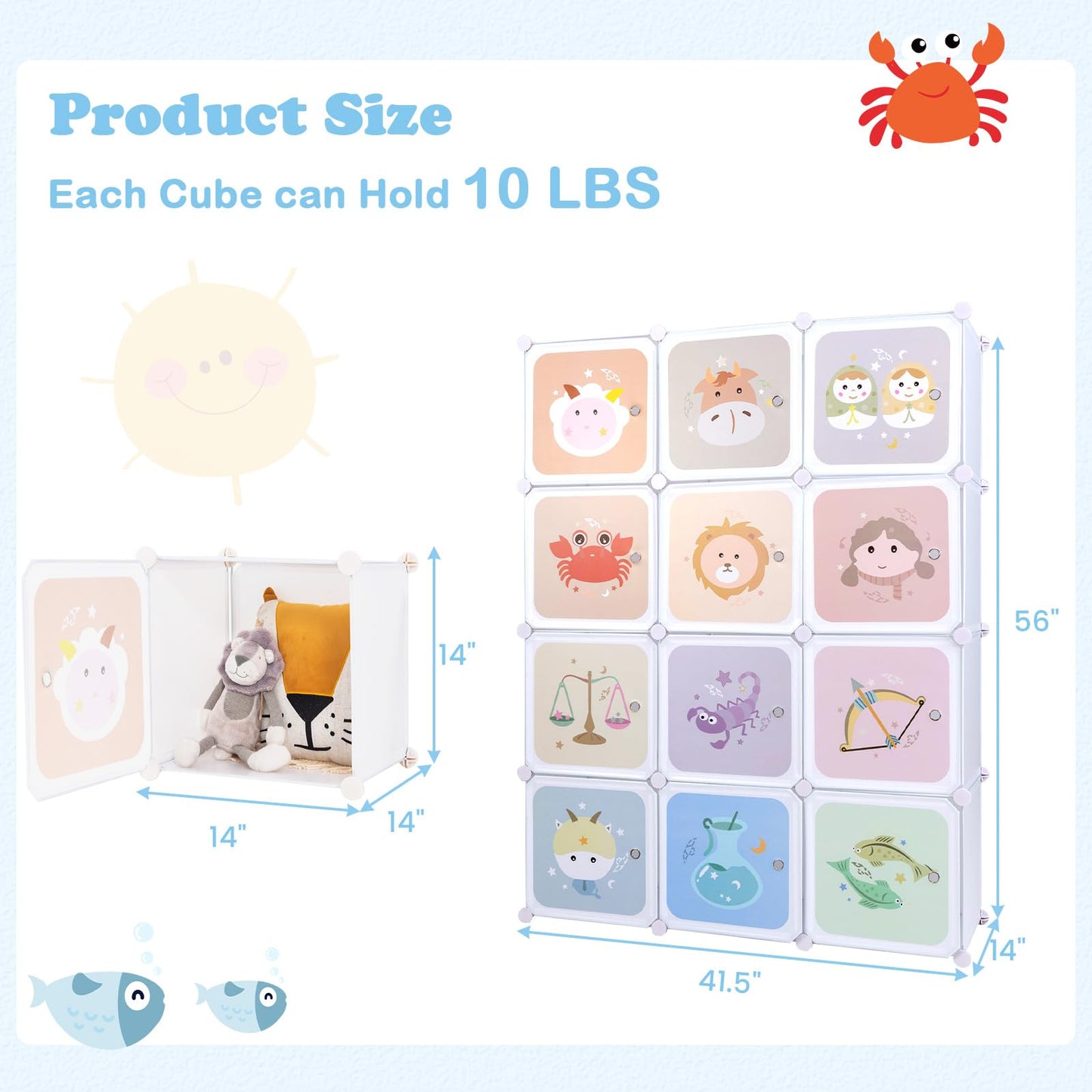 OLAKIDS Children Wardrobe, Kid Closet Portable Baby Dresser Cute for Kids Bedroom Nursery Armoire with Doors