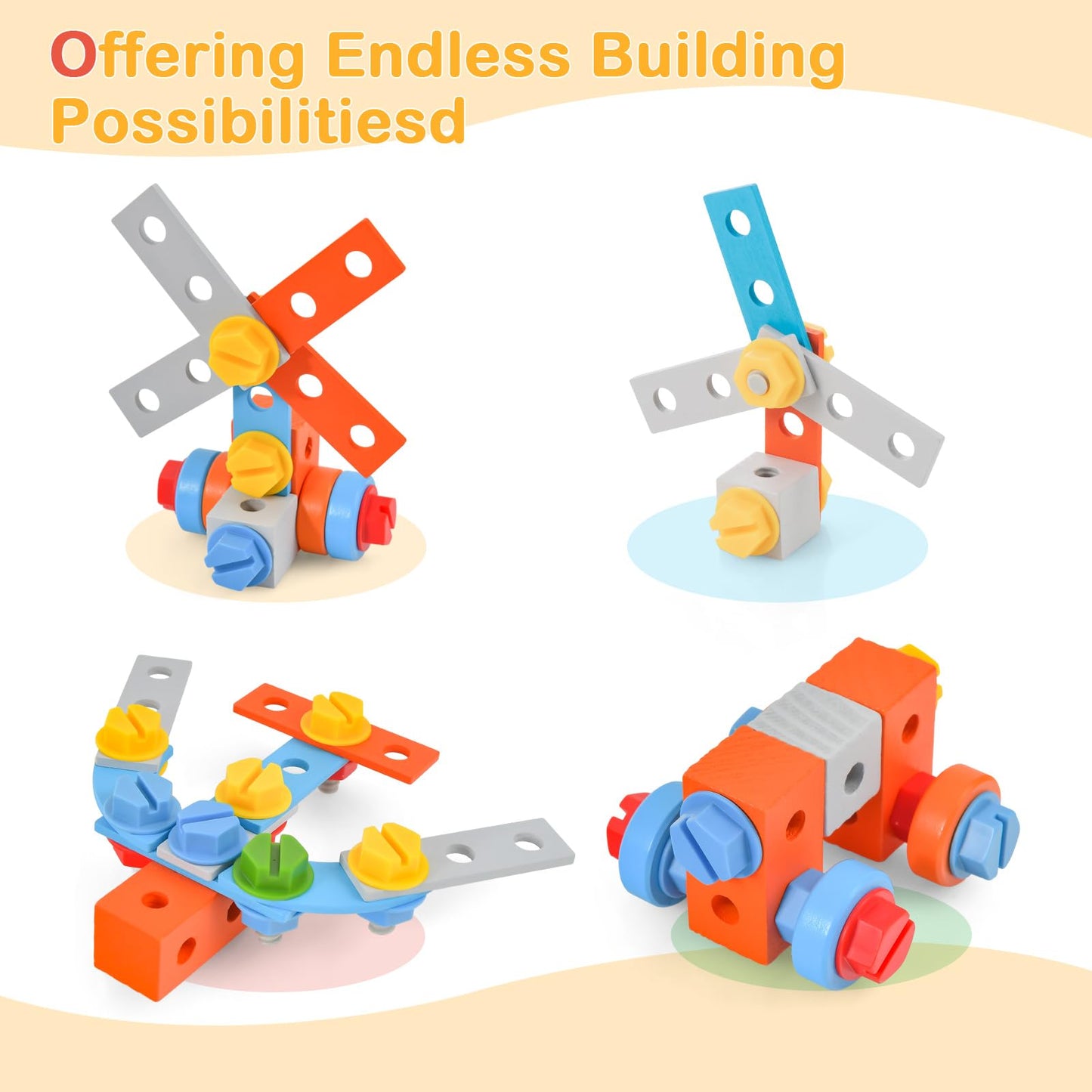 OLAKIDS Tool Bench Set for Toddlers, Kids Wooden Workbench with Blackboard Construction Building Tools and 75 Accessories