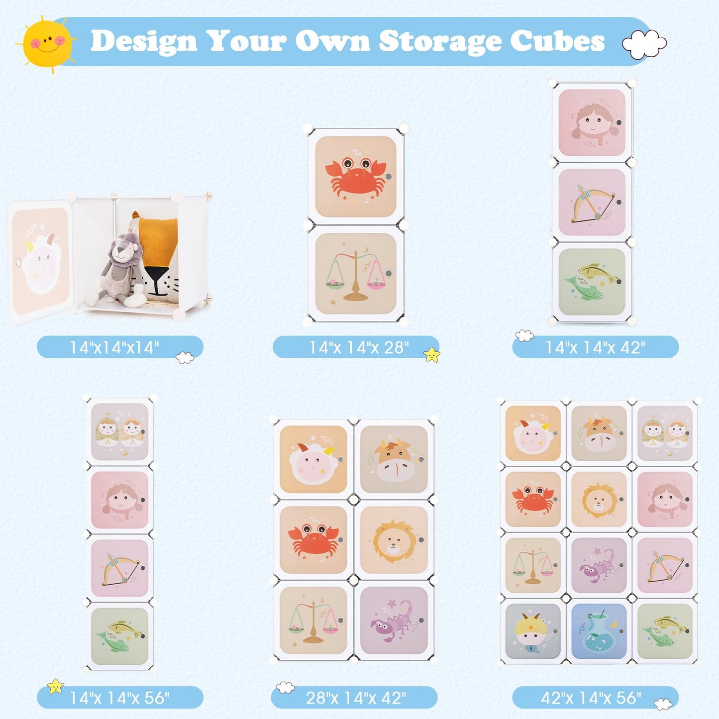 OLAKIDS Children Wardrobe, Kid Closet Portable Baby Dresser Cute for Kids Bedroom Nursery Armoire with Doors